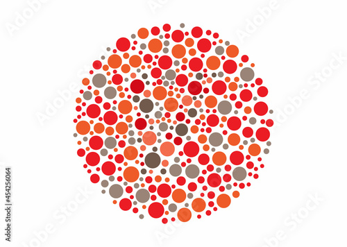 Vector graphic of Color blind test design. The Letter V cunningly hid inside an Ishihara inspired design.