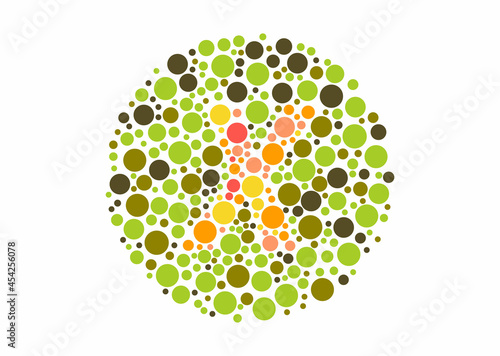 Vector graphic of Color blind test design. The Letter X cunningly hid inside an Ishihara inspired design.