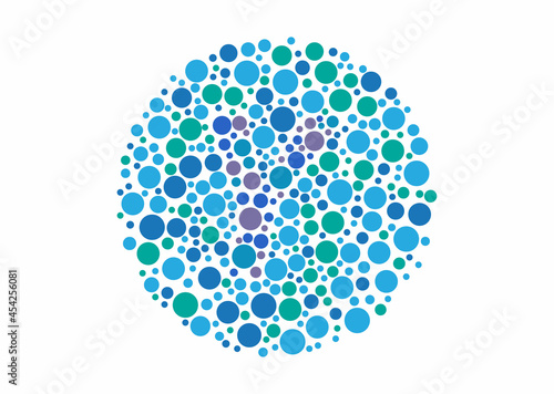 Vector graphic of Color blind test design. The Letter Y cunningly hid inside an Ishihara inspired design.