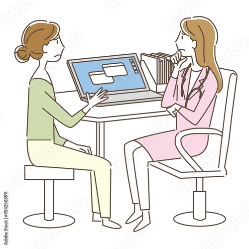 診察を受ける女性_困り顔