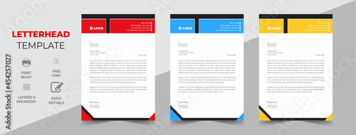 Letterhead template with various colors Premium Vector 