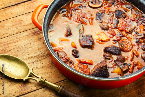 Ragout with beef and mushrooms photo