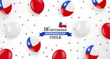 Vector Illustration of  Chile Independence Day.  Background with balloons and confetti.
