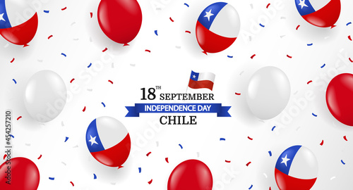 Vector Illustration of  Chile Independence Day.  Background with balloons and confetti.
