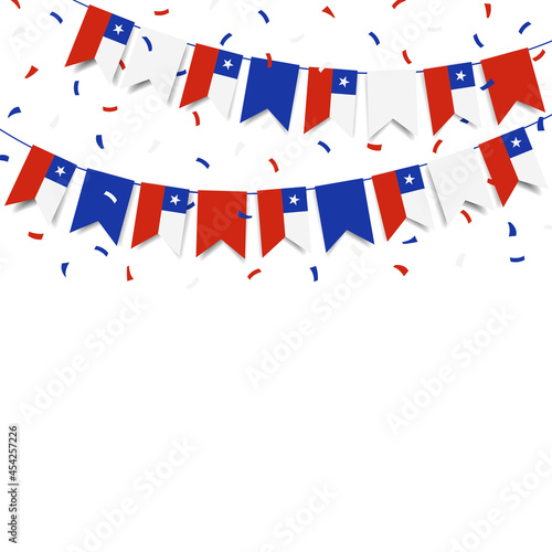 Vector Illustration of Chile Independence Day. Garland with the flag of Chile on a white background. 