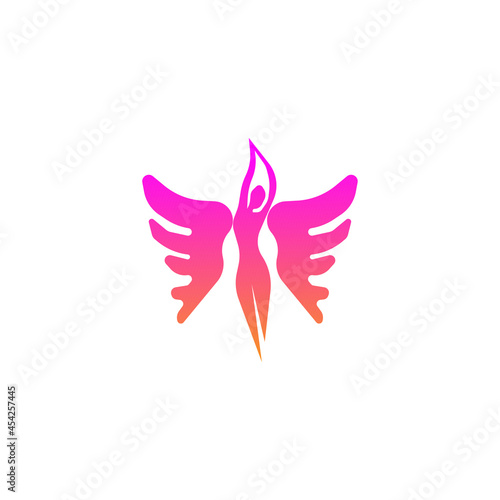 human butterfly icon logo template design vector