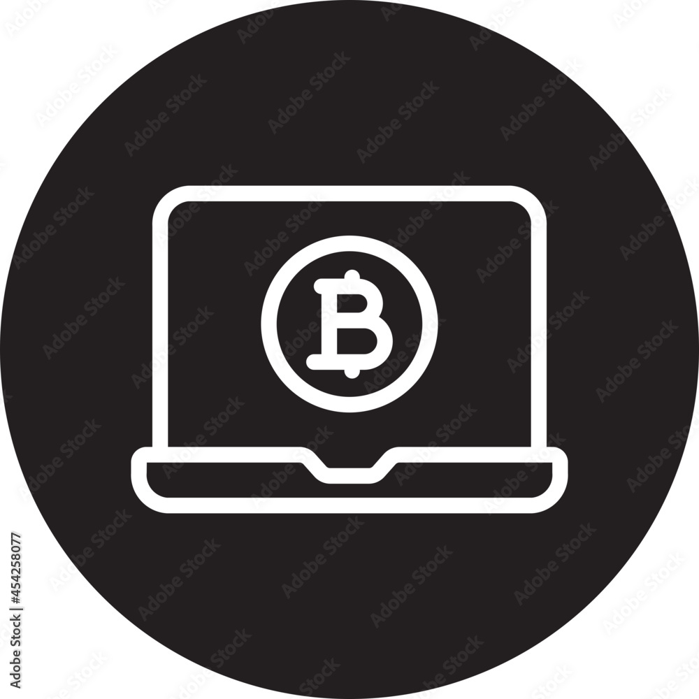 laptop bitcoin glyph icon laptop bitcoin glyph icon