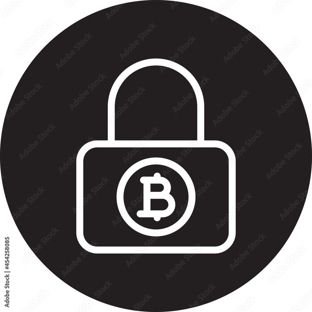 lock bitcoin glyph icon lock bitcoin glyph icon