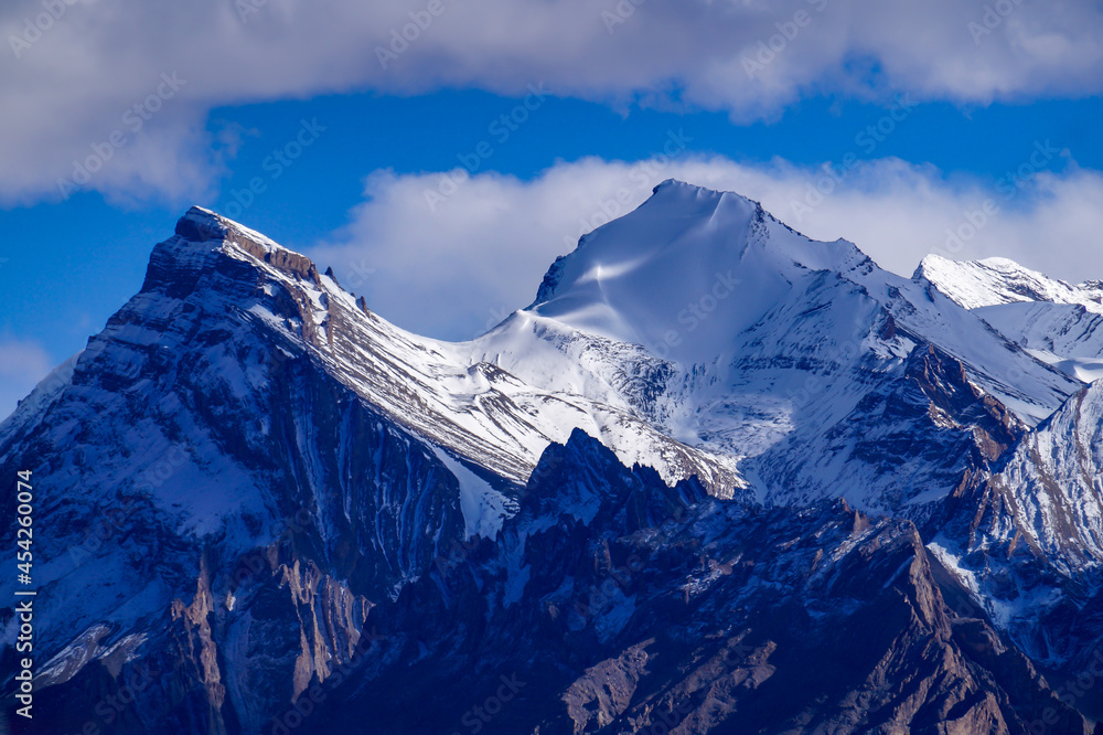 Snow caped Mountains near Dhankar Monastery, at Dhankar, Lahaul Spiti Region, Himachal Pradesh India