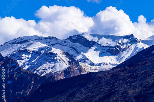 Snow caped Mountains near Dhankar Monastery  at Dhankar  Lahaul Spiti Region  Himachal Pradesh India