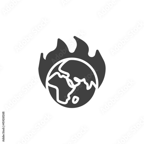 Earth on fire vector icon