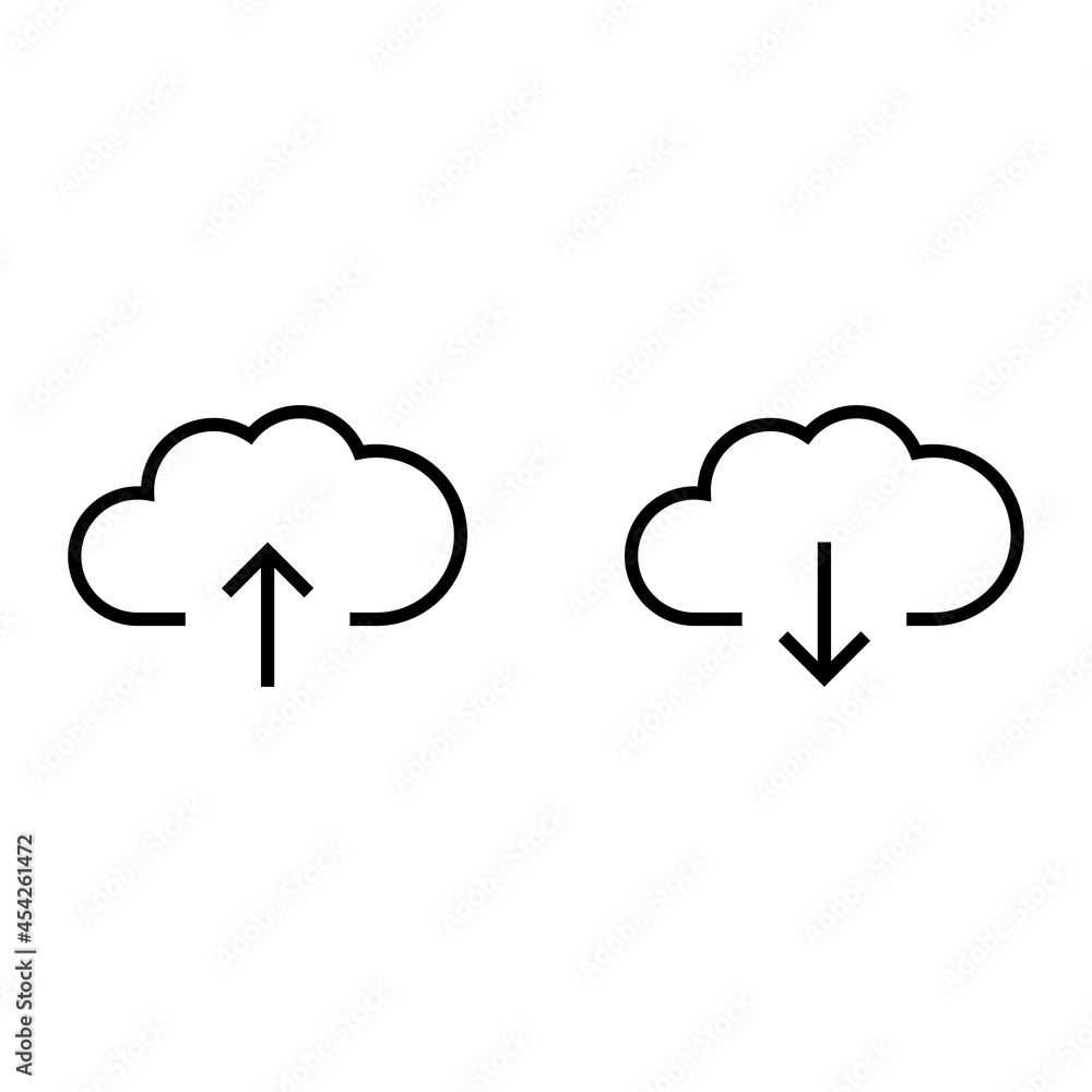 Cloud dowload and upload icon on white background Cloud dowload and upload icon on white background