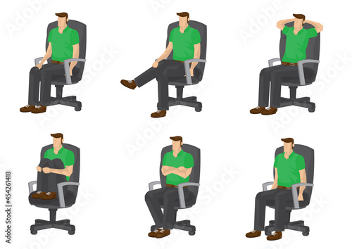 Set of full length man in various sitting positions