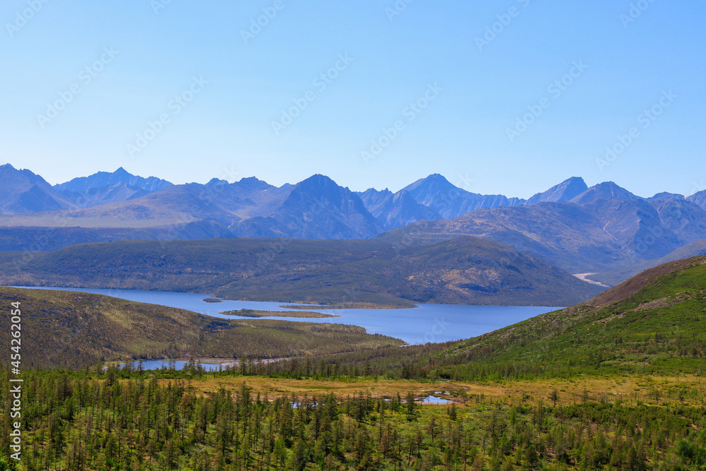 Jack London Lake at the late july, Magadan region, Russian Far East