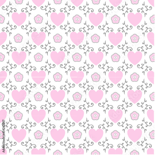Gingham ,Scott ,line with flowers or heart seamless pattern. Texture from rhombus,squares for dress, paper,clothes,tablecloth.,net, grid.Copy space for your text and your business.