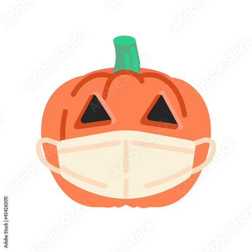 Pumpkin with a medical mask vector illustration