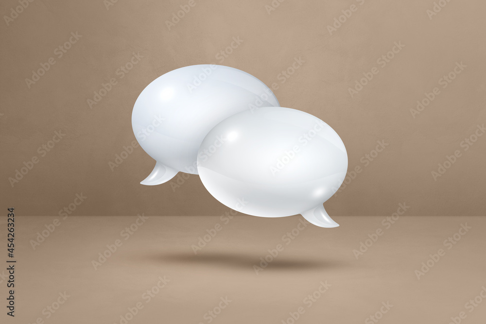 White speech bubbles on beige background White speech bubbles on beige background