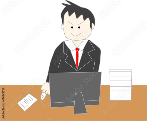 頑張るサラリーマンのイラスト素材