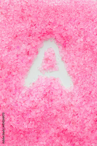 letter a on pink salt