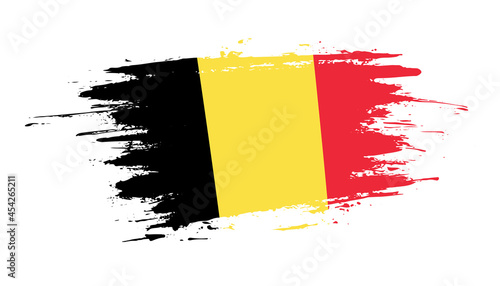 Hand drawn brush stroke flag of Belgium. Creative national day hand painted brush illustration on white background