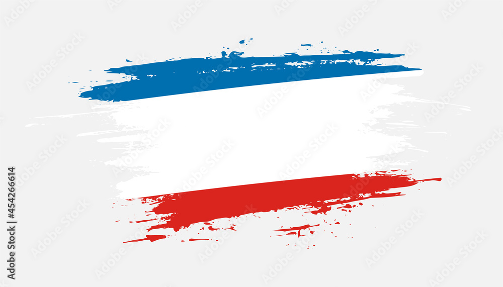 Hand drawn brush stroke flag of Crimea. Creative national day hand painted brush illustration on white background