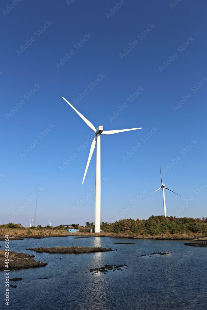 풍력발전기, 풍력 터빈, 바람개비, 에너지, 제주도, 행원리