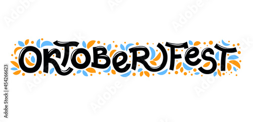Oktoberfest handwritten lettering. Vector Oktoberfest typography design for greeting cards and posters. Vector banner of beer festival. Celebration template design. Vector illustration.