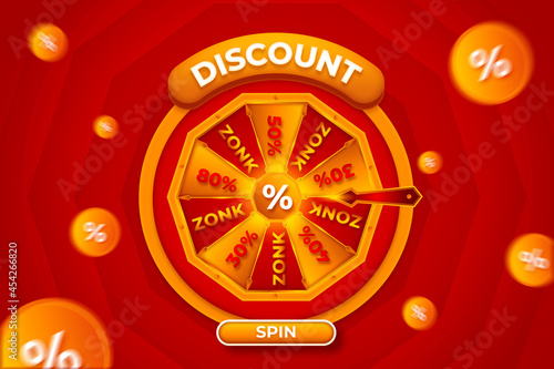 Discount Fortune wheel spin with red gold background