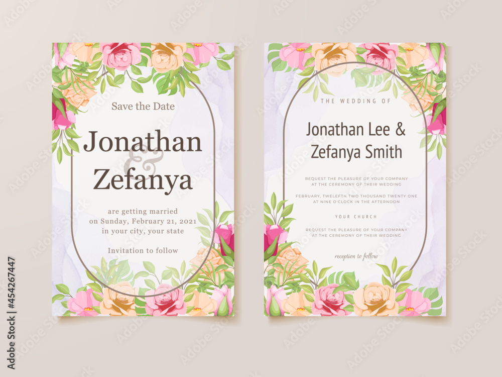 wedding invitation card floral template design wedding invitation card floral template design