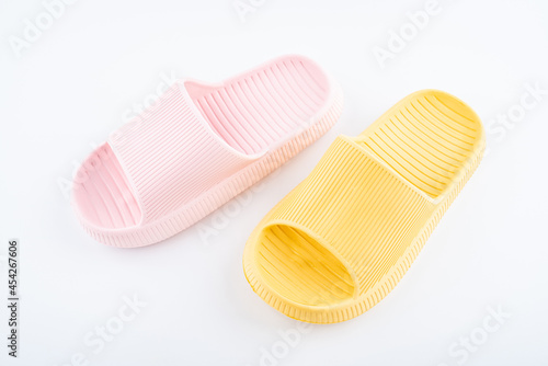 Slippers background material on white background