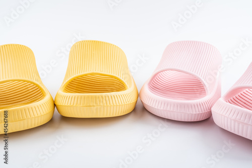Slippers background material on white background