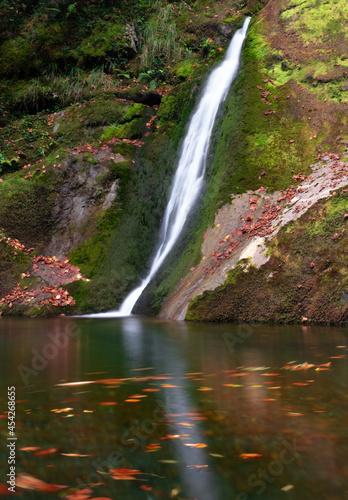 Autumn in the Osinberde waterfall in the Aralar mountain range, Zaldibi, Basque Country.