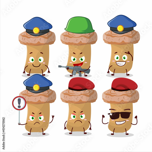 A dedicated Police officer of woolly milkcap mascot design style