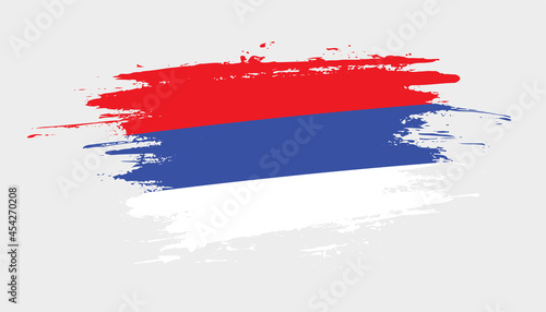 Hand drawn brush stroke flag of Republika Srpska. Creative national day hand painted brush illustration on white background