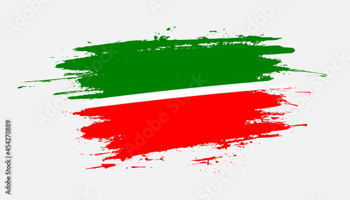 Hand drawn brush stroke flag of Tatarstan. Creative national day hand painted brush illustration on white background