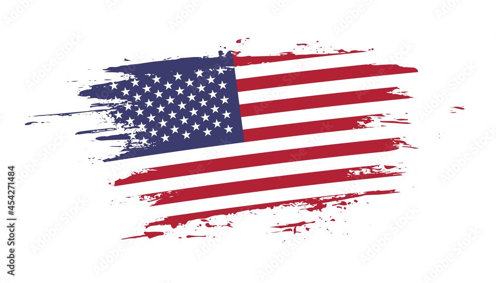 Hand drawn brush stroke flag of United States of America. Creative national day hand painted brush illustration on white background Hand drawn brush stroke flag of United States of America. Creative national day hand painted brush illustration on white background