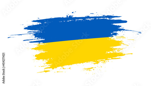 Hand drawn brush stroke flag of Ukraine. Creative national day hand painted brush illustration on white background