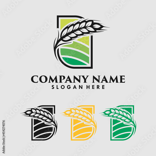 Wheat grain logo design template