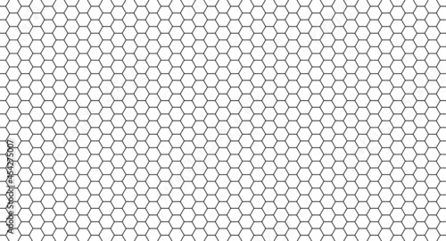 Seamless pattern hexagon bee hive honeycomb geometric grid cells black on white abstract background vector