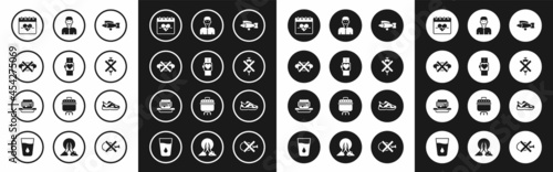 Set Fish, Smart watch, No junk food, Heart rate, doping syringe, Positive thinking, Sport sneakers and Junk icon. Vector
