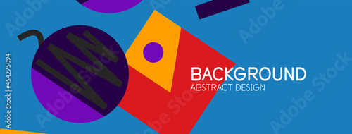Abstract background. Blocks, lines, triangles, circles composition. Techno or business concept for wallpaper, banner, background, landing page