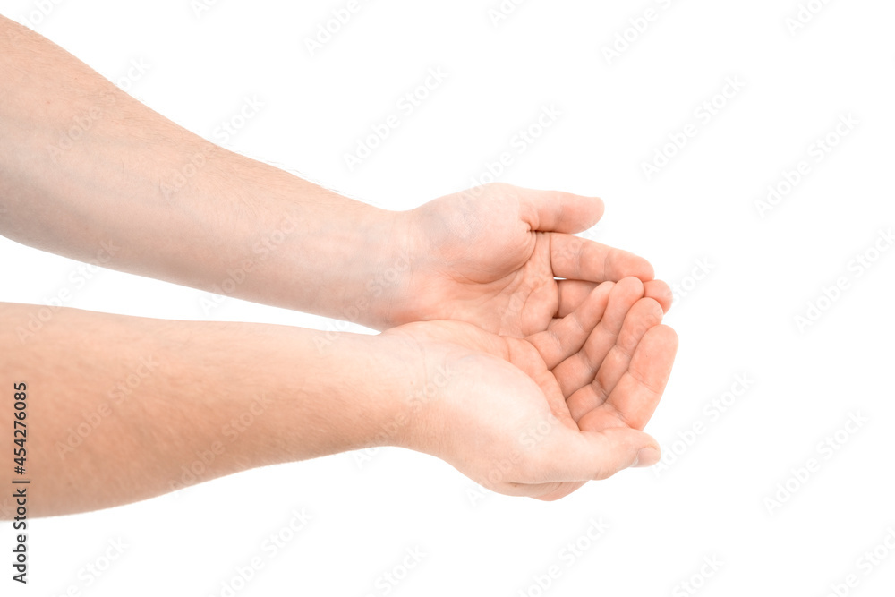 Open palm gesture. isolated on white background Open palm gesture. isolated on white background