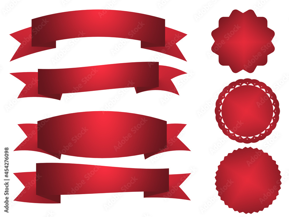 Collection of red prints, banner and ribbon design elements Collection of red prints, banner and ribbon design elements