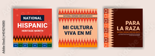 Hispanic heritage month. Banners for social media, cards, posters and postcards.
