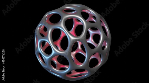 Nanocapsule , nanocarriers . Nanoparticle sphere with evenly distributed assymetrical holes. 3d rendering illustration