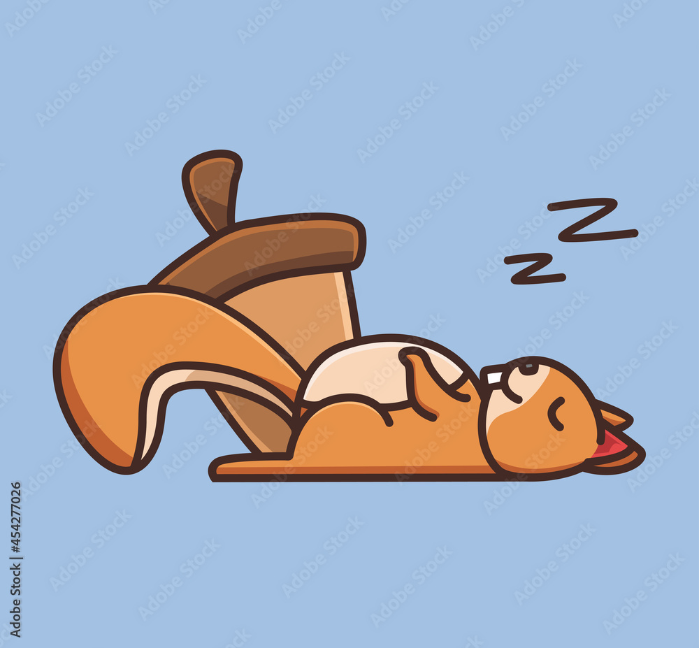 cute squirrel sleeping nap. animal flat cartoon style illustration icon