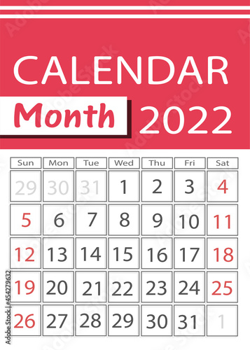 Calendar template, for design and banners. vector illustration