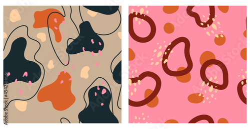 Set of patterns in flat trend style. Abstract shapes.