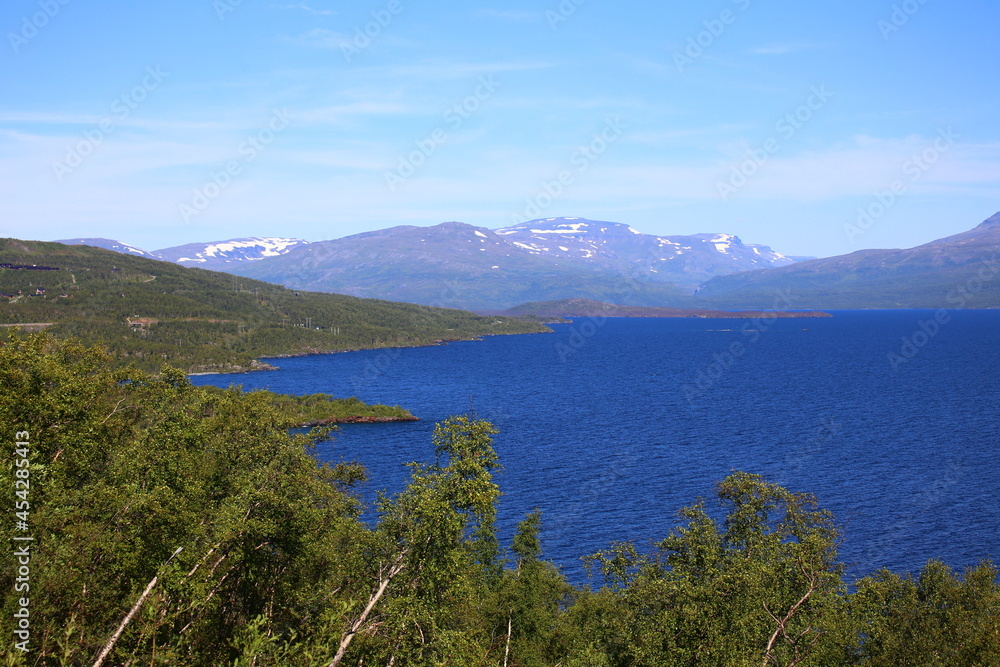 Lake Tornetrask and mountains of Swedish Lapland
