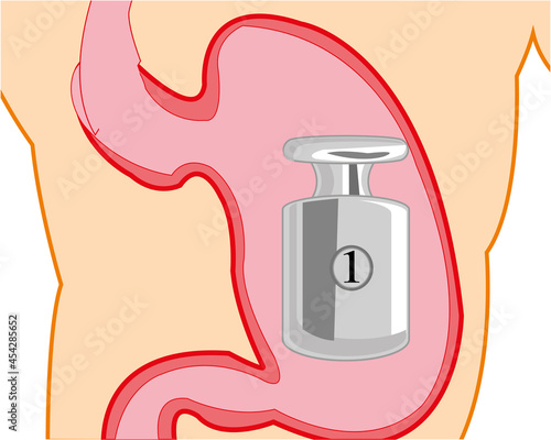 Gravity in organ of the person belly cartoon